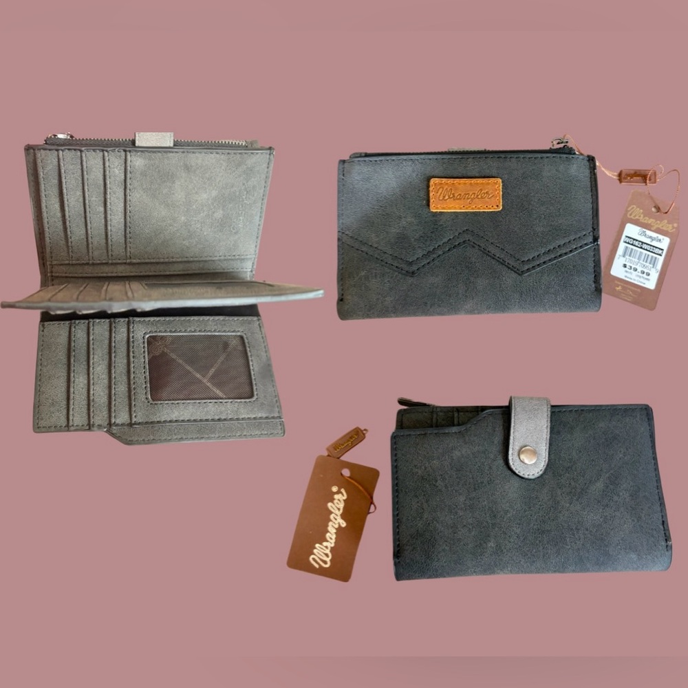 Wrangler Charcoal Wallet with Brown Accent